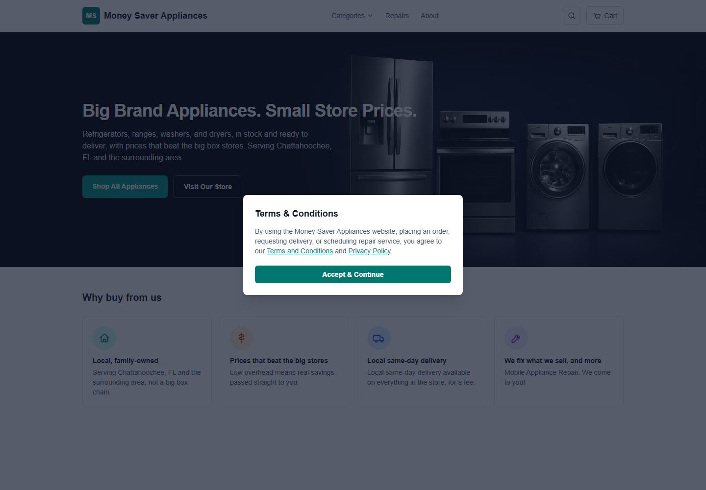 Money Saver Appliances website